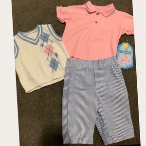 Baby boy matching set. Three piece set.